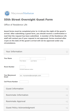 Overnight Guest Form Template