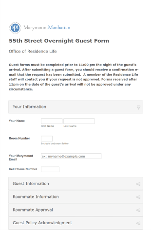 Overnight Guest Form Template