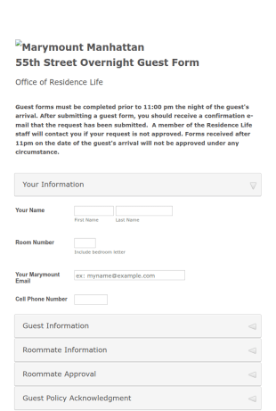 Overnight Guest Form Template