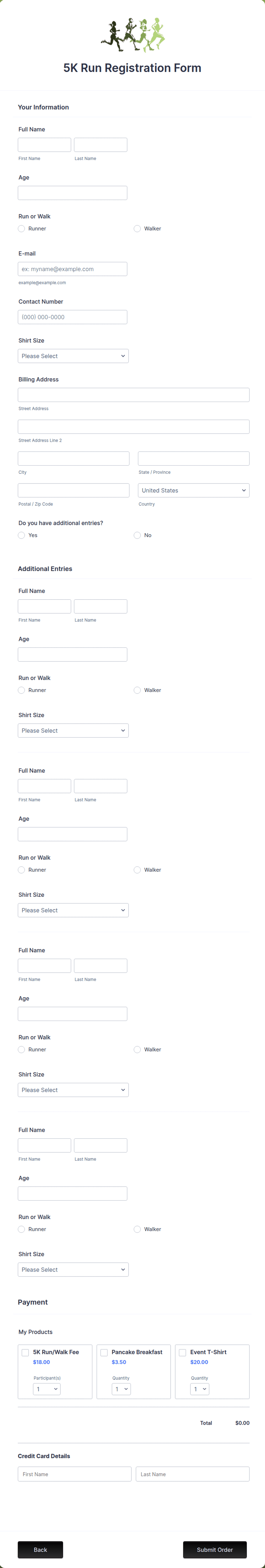 Running Sign Up Example 5K Run Registration Template | Jotform