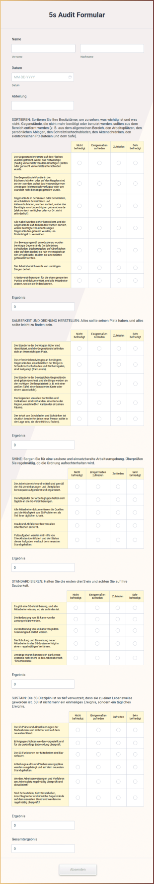 5s Audit Formular