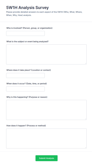 5W1H Analysis Survey Form Template