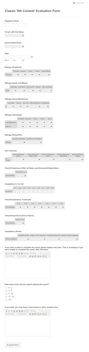 6th Contest Evaluation Form Template