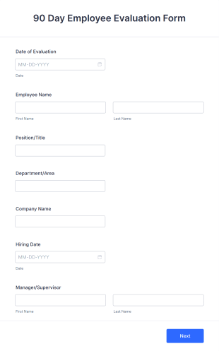 90 Day Employee Evaluation Form Template