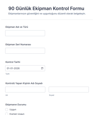90 Günlük Ekipman Kontrol Form Template