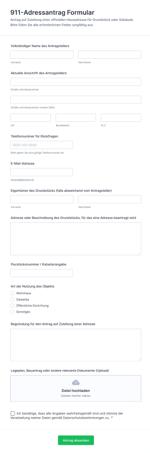 911 Adressantrag Formular