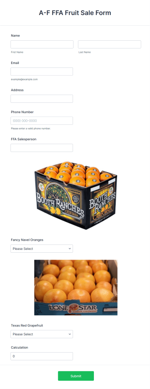 Fruit Sale Form Template