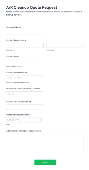 A/R Cleanup Quote Request Form Template