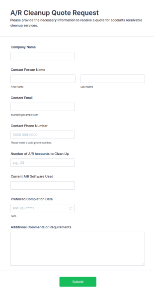 A/R Cleanup Quote Request Form Template