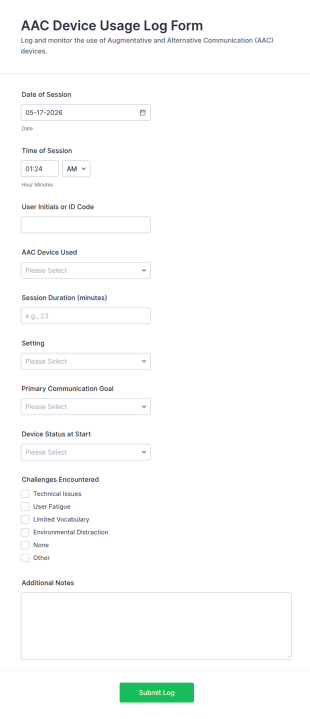 AAC Device Usage Log Form Template