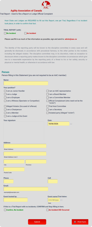 AAC Incident Report Form Template