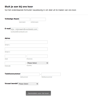 Aanmeldformulier Voor Het Koor