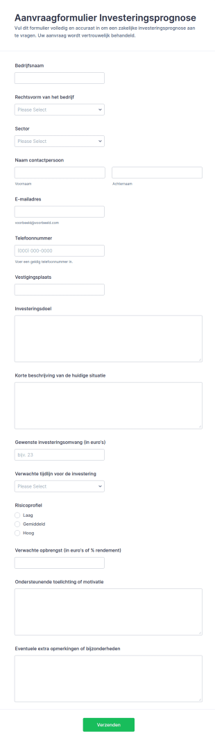 Aanvraag Voor Investeringsprognose