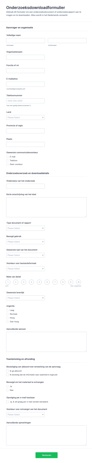 Aanvraag Voor Onderzoeksdownload Form