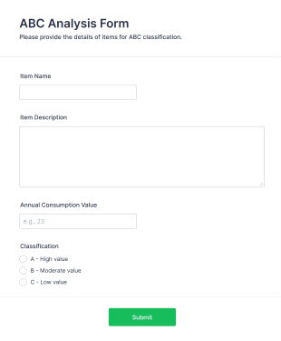 ABC Analysis Form Template