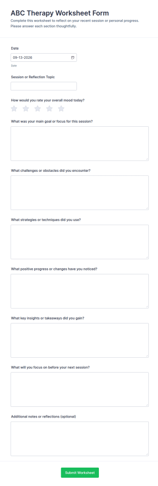 ABC Therapy Worksheet Form Template