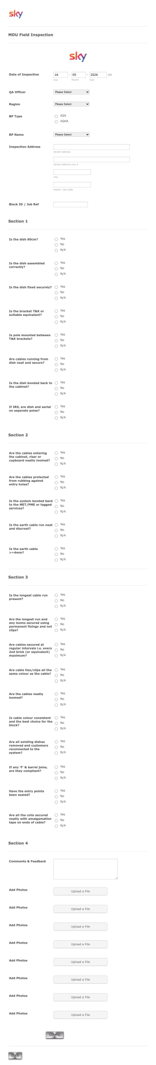 ABCA MDU Field Inspection Form Template