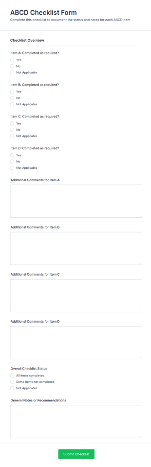 ABCD Checklist Form Template