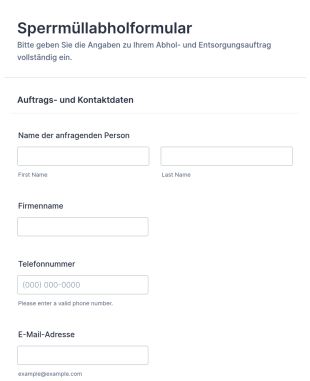 Abfallentsorgungsanfrage Formular