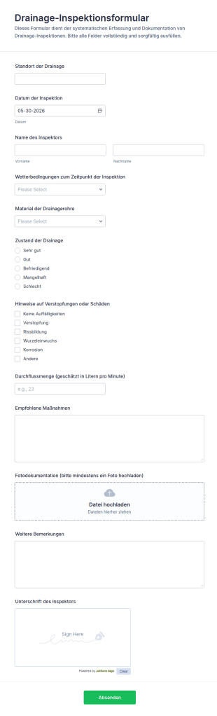 Abflussinspektion Formular