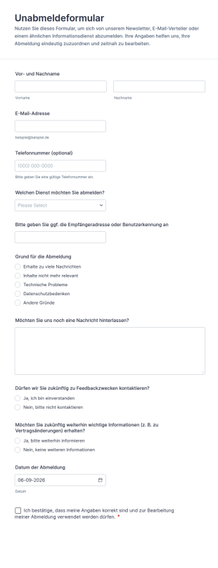 Abmeldeformular