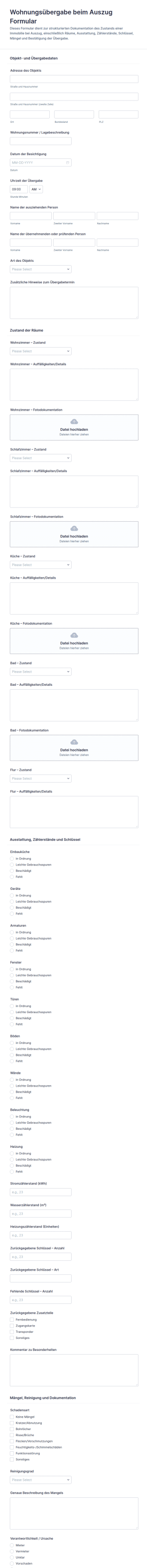 Abnahmeformular Für Immobilienauszug