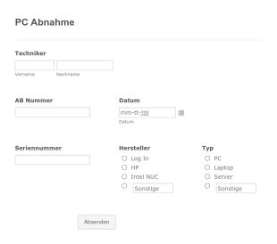 Abnahmeformular PC