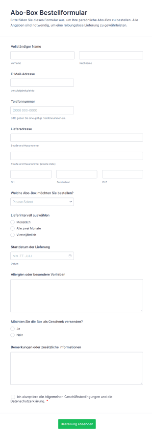 Abo Box Bestellformular
