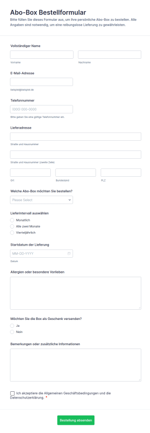 Abo Box Bestellformular