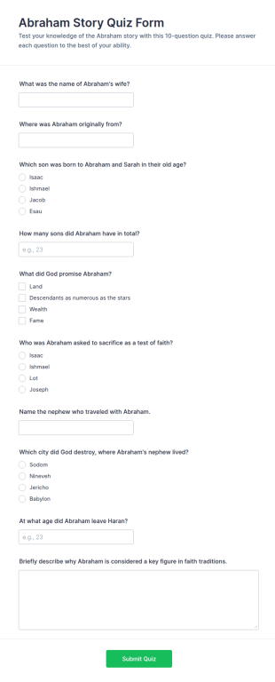Abraham Story Quiz Form Template