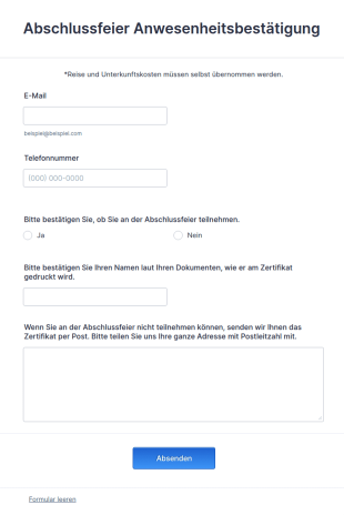 Abschlussfeier Anwesenheitsbestätigung