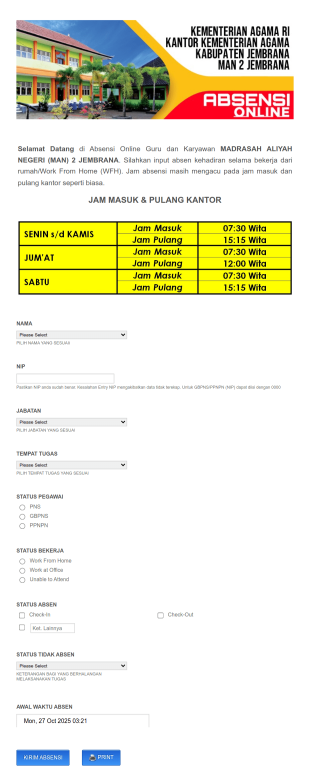 Absen Online MAN 2 Jembrana