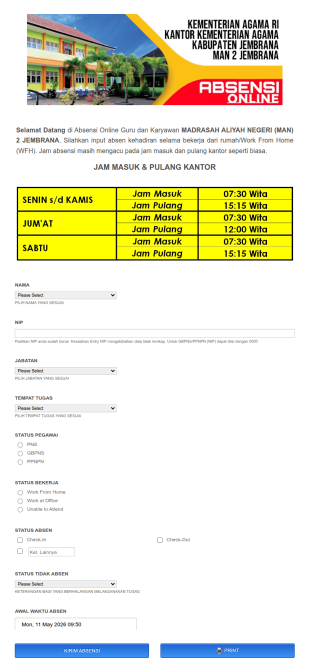 Absen Online MAN 2 Jembrana