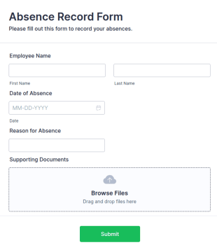 Absence Record Form Template
