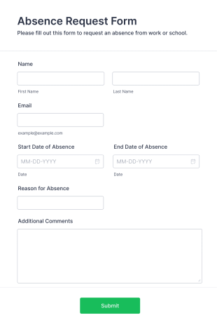 Absence Request Form Template