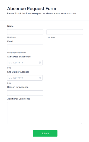 Absence Request Form Template