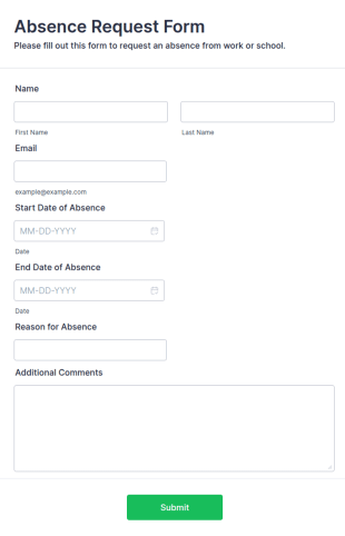 Absence Request Form Template