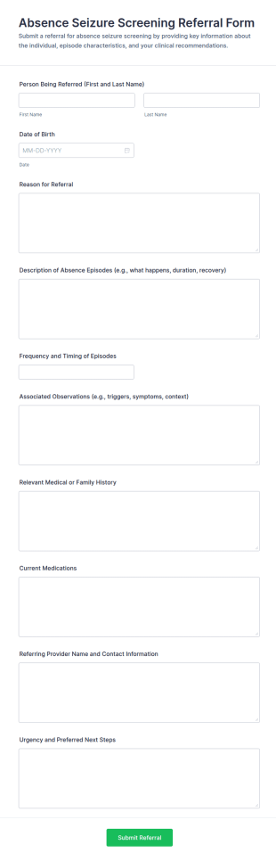 Absence Seizure Screening Referral Form Template