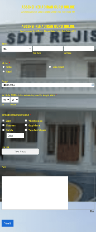 Absensi Kehadiran Online Guru Form Template