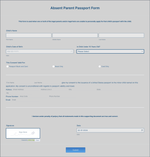 Absent Parent Passport Form Template