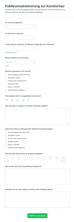 Abstimmungsbogen Für Die Kunstschau 'Publikumsliebling'