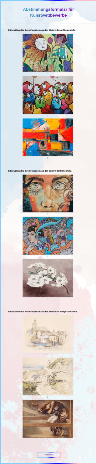 Abstimmungsformular Für Kunstwettbewerbe