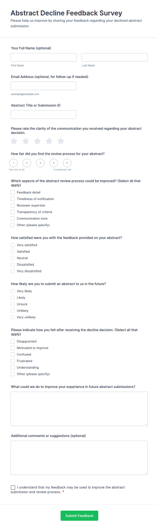 Abstract Decline Feedback Survey Form Template