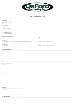 Abstract Review Form Template