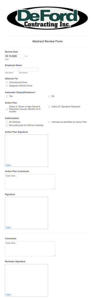 Abstract Review Form Template