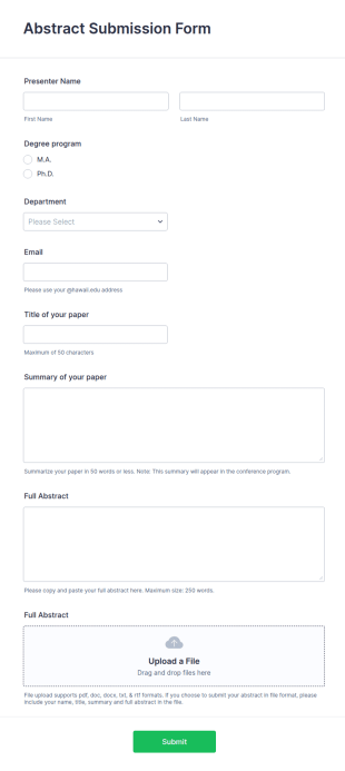 Abstract Submission Form Template