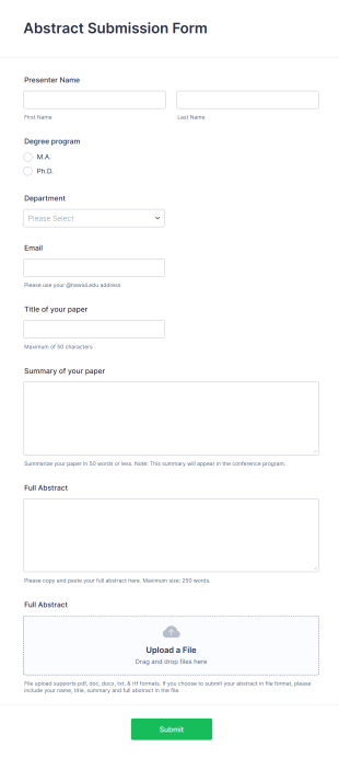 Abstract Submission Form Template