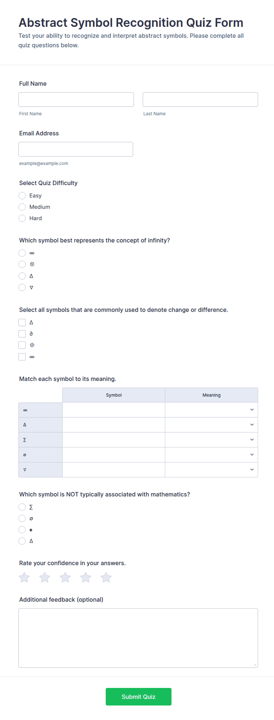 Abstract Symbol Recognition Quiz Form Template | Jotform