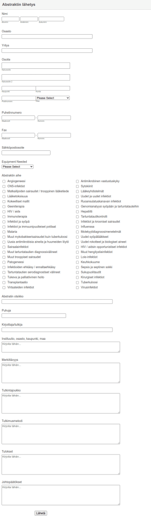 Abstraktin Lähetyslomake