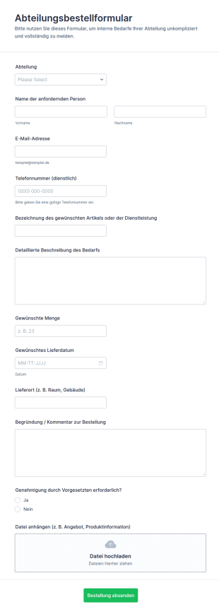 Abteilungsbestellformular